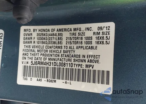 2013 Honda Cr-V Lx from USA, damaged, VIN 5J6RM4H31DL008110